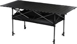 Grebest Adjustable Height Folding Camping Table, 47x22Inch Portable Outdoor Picnic Table with Storage Organizer & Carry Bag, Collapsible Roll-up Desk for Camping, BBQ, Picnic, Beach, Backyard 120cm