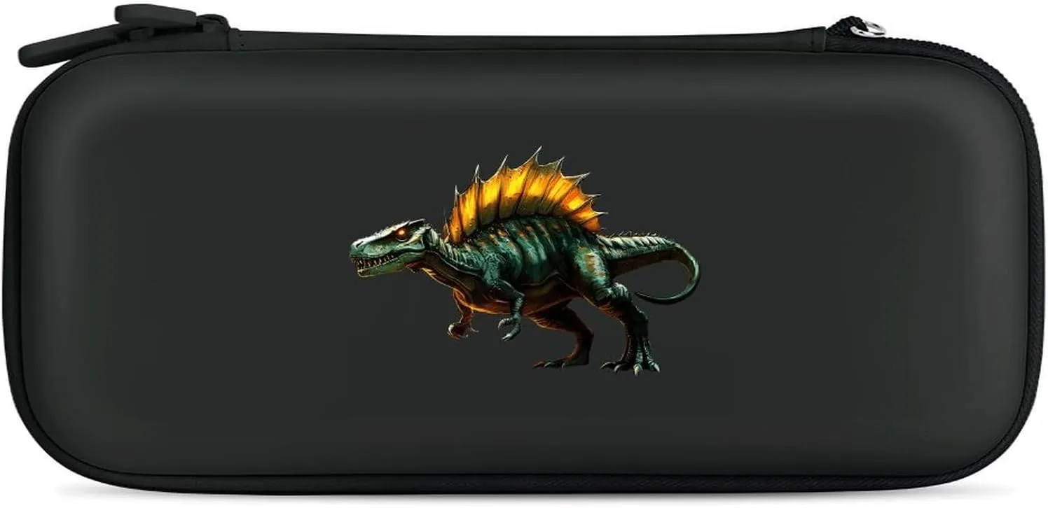 Green Dinosaur Compatible with Switch Carrying Case Hard Travel Game Bag Pouch with 15 Games Accessories
