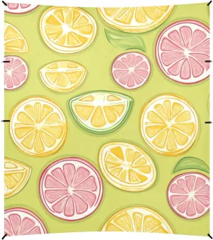 Green Lemon Fruit Beach Canopy UPF50  Easy Setup Outdoor Sun Shade with Sand Shovel, Sandbags for Camping, Picnics, Backyard & Fishing
