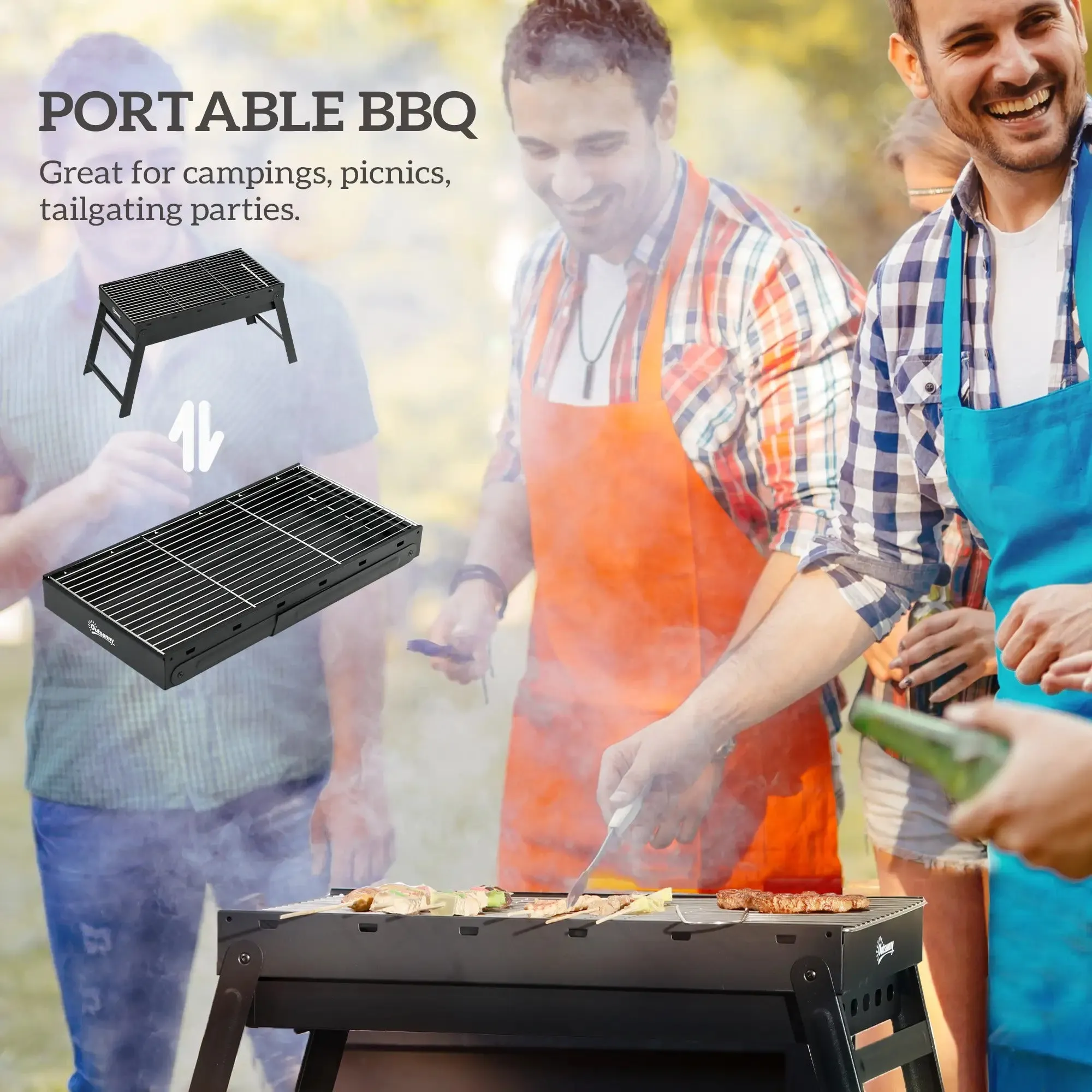 Grill Foldable Specialty items Charcoal Specialized options - Black Outsunny