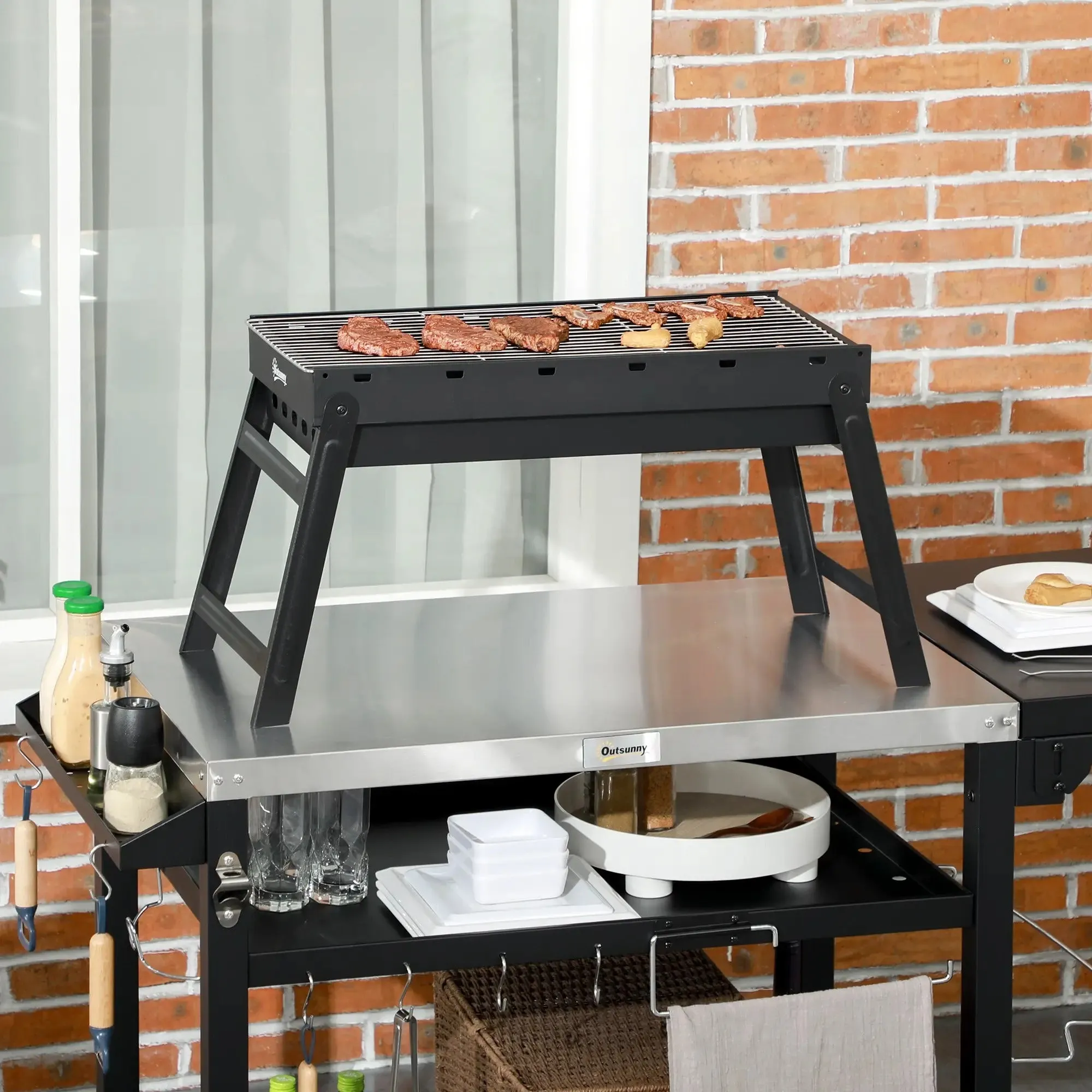 Grill Foldable Specialty items Charcoal Specialized options - Black Outsunny
