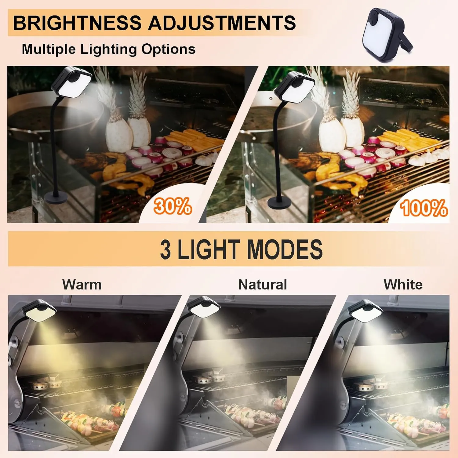 Grill Lights for Outdoor Grill, Magnetic Grill Lights Rechargeable Ultra-Bright BBQ Grill Lights for Grill (Black)