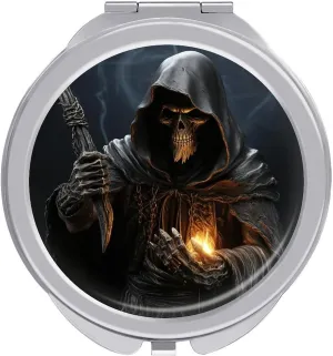 Grim Reaper Portable Makeup Mirror, Sided Travel Hand Mirror Mini Folding Mirror for Precise Makeup Women Daily Use