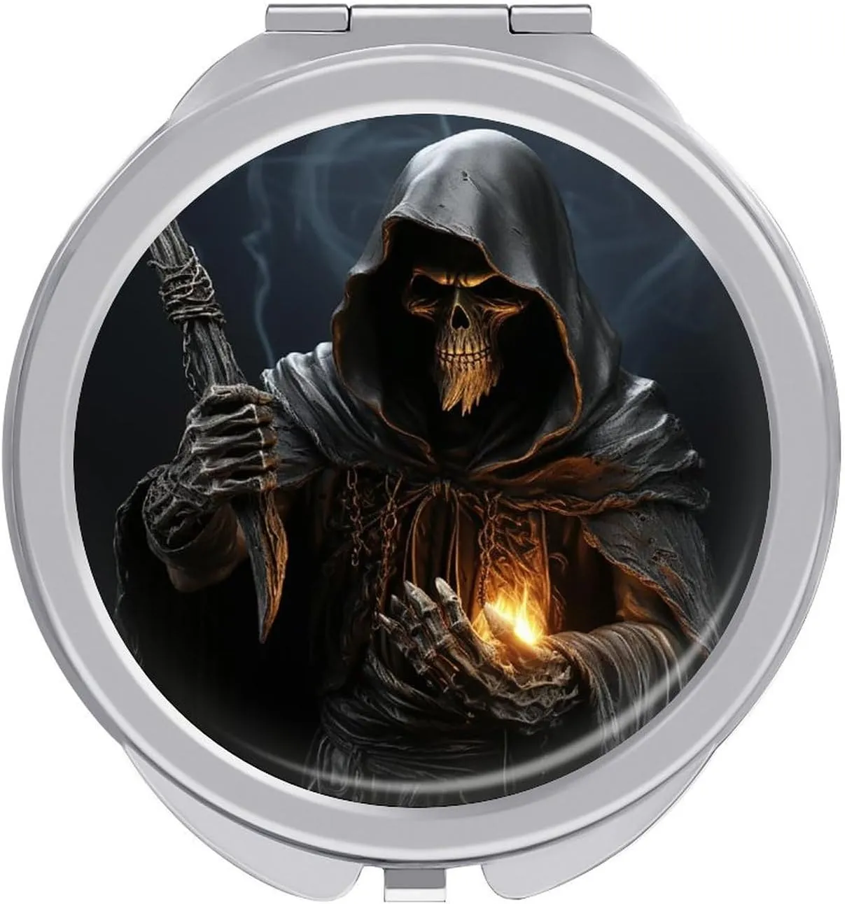 Grim Reaper Portable Makeup Mirror, Sided Travel Hand Mirror Mini Folding Mirror for Precise Makeup Women Daily Use