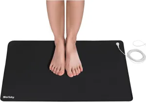 Grounding Mat, Grounding Pads for Feet Improved Sleep Energy Health, 24"x16" Upgraded Non-Slip Conductive Pad for Magnetic Therapy, Earth Connected Mats for Bed Desk Home Office