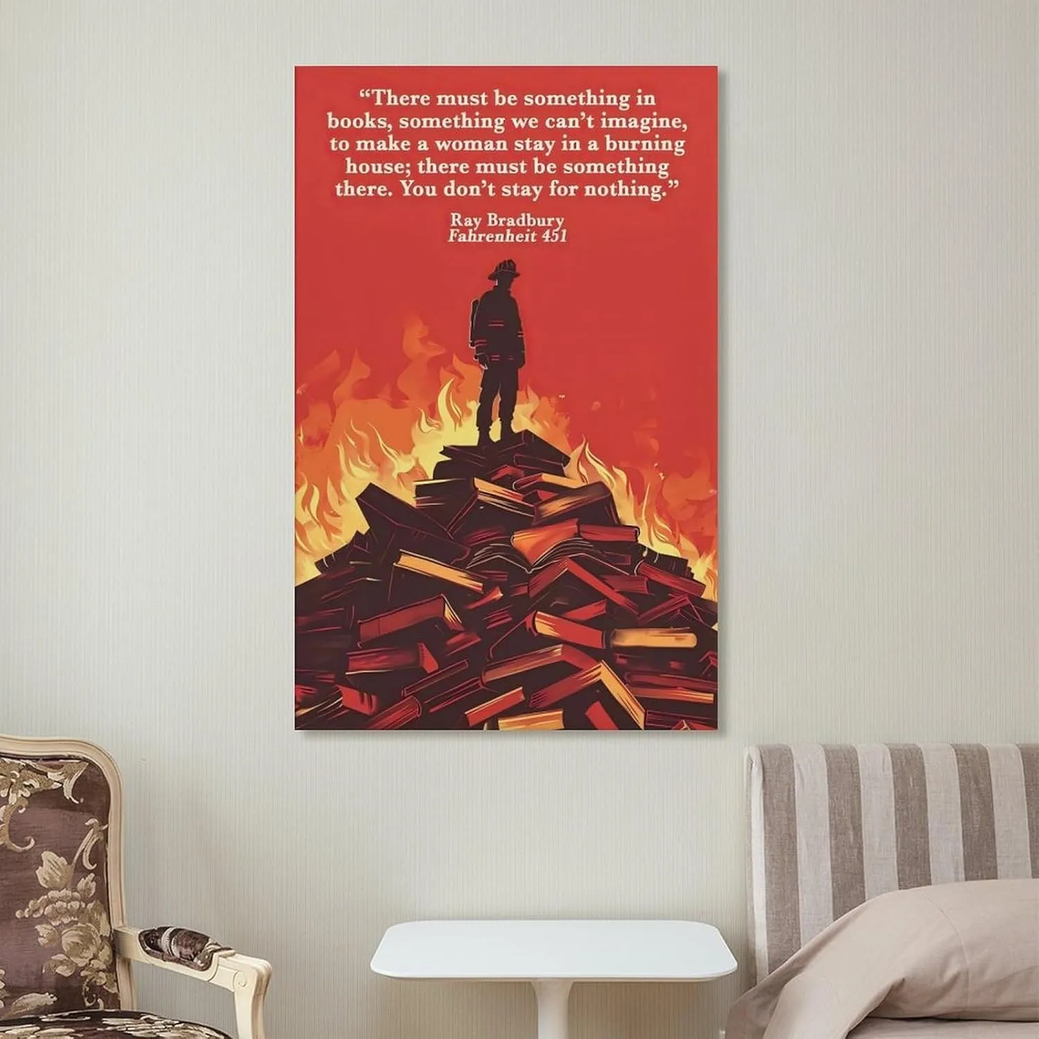 GRXYUNS Fahrenheit 451 Book Quotes Poster Literature Art Decor Poster Canvas Wall Art Poster For Room Aesthetic And Decor Poster For Living Room Bedroom Office Decor 16x24inch(40x60cm)