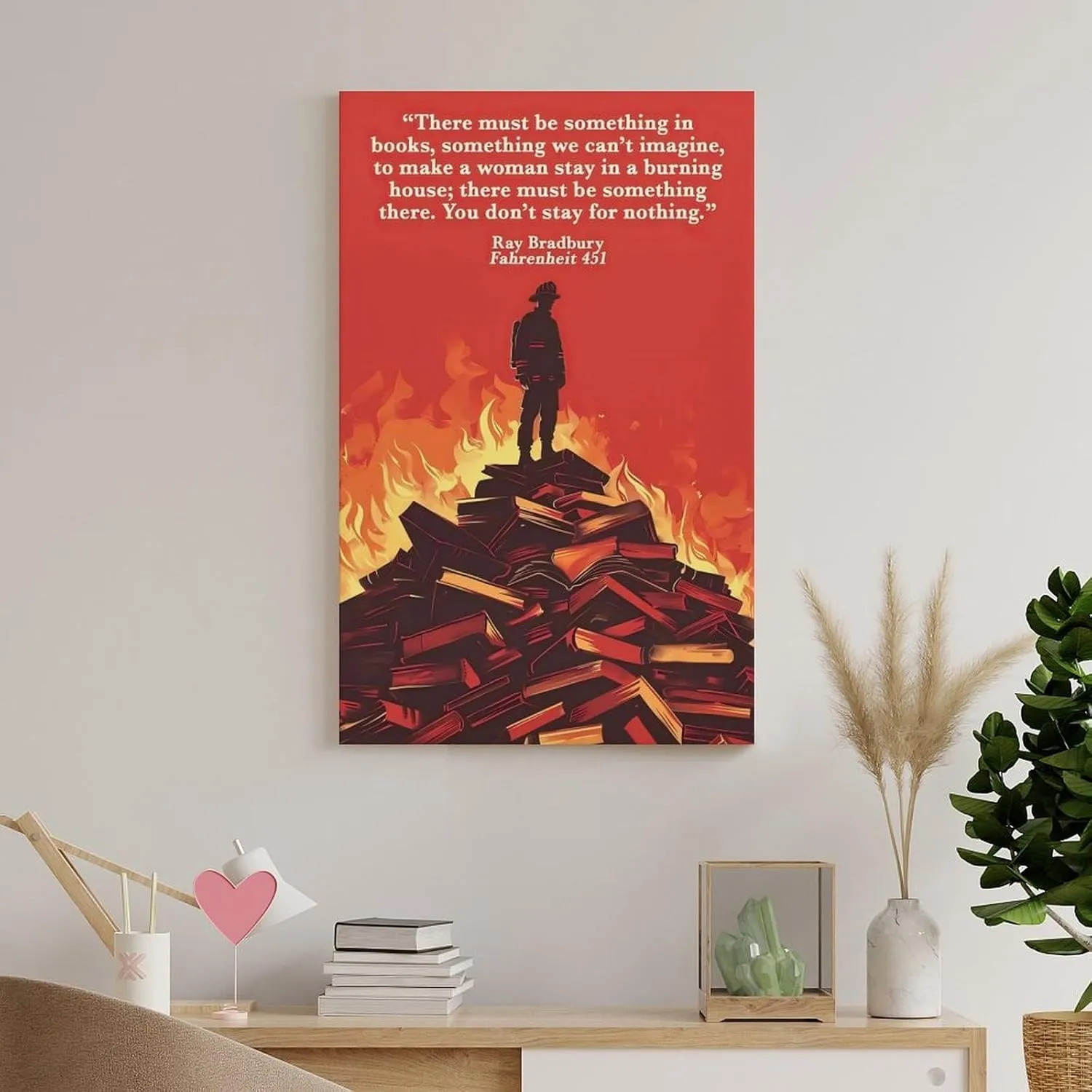GRXYUNS Fahrenheit 451 Book Quotes Poster Literature Art Decor Poster Canvas Wall Art Poster For Room Aesthetic And Decor Poster For Living Room Bedroom Office Decor 16x24inch(40x60cm)