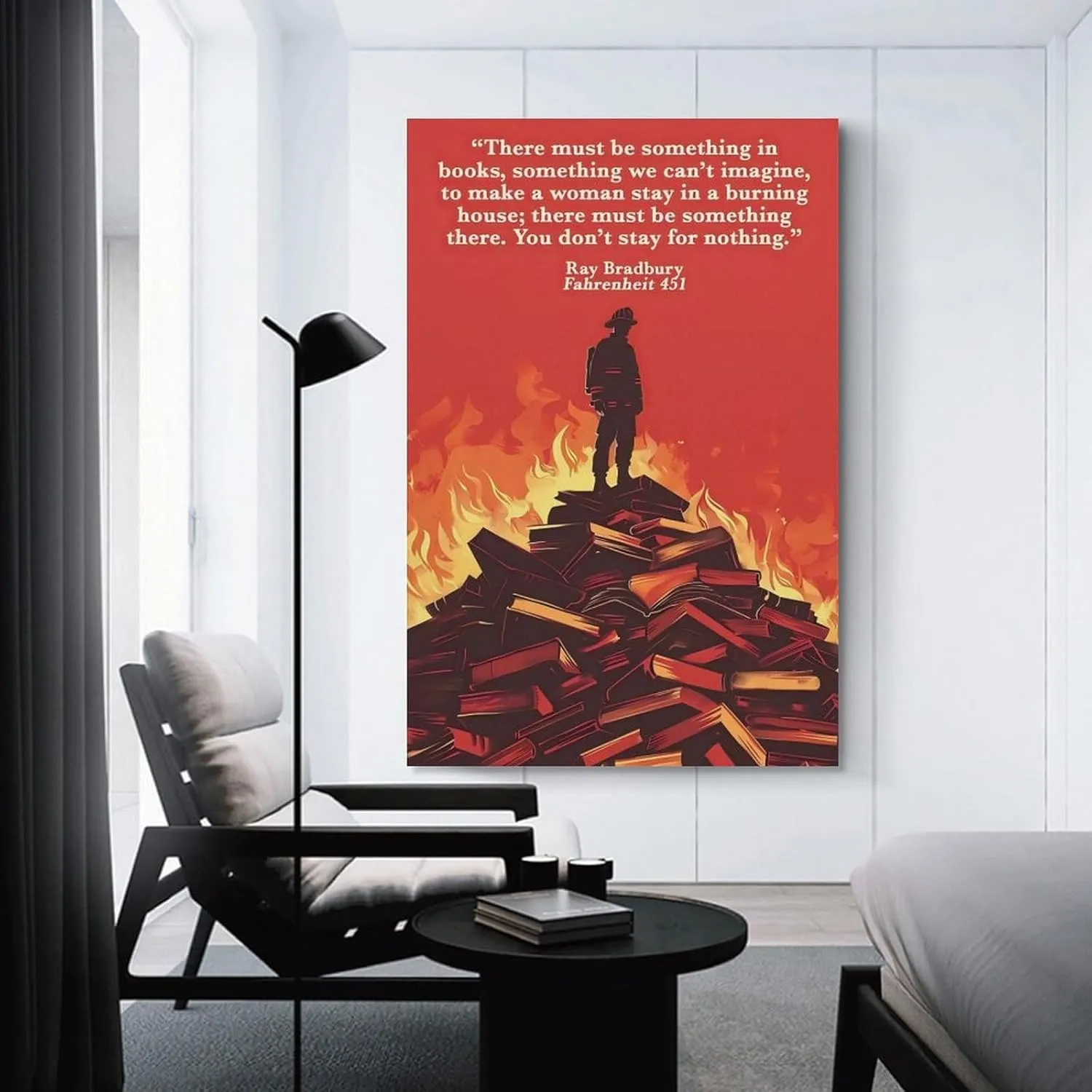 GRXYUNS Fahrenheit 451 Book Quotes Poster Literature Art Decor Poster Canvas Wall Art Poster For Room Aesthetic And Decor Poster For Living Room Bedroom Office Decor 16x24inch(40x60cm)