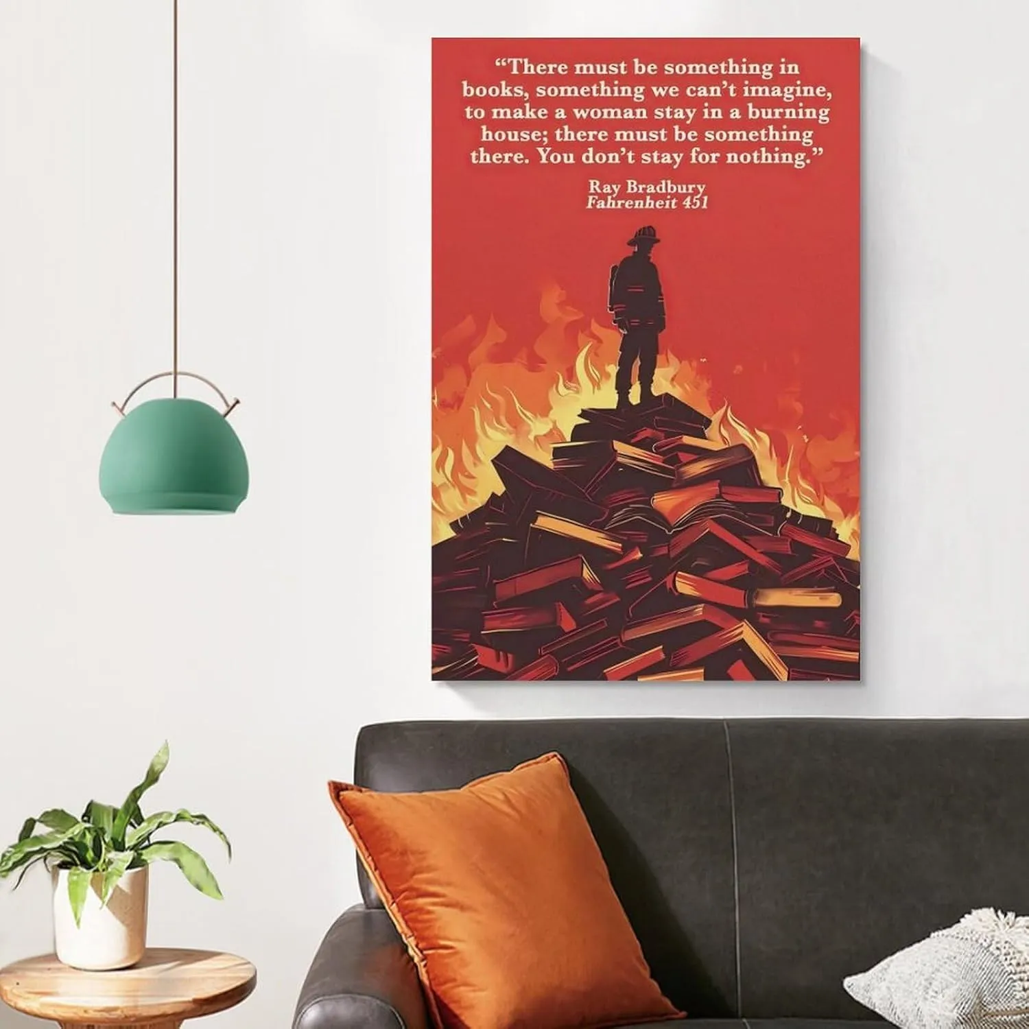 GRXYUNS Fahrenheit 451 Book Quotes Poster Literature Art Decor Poster Canvas Wall Art Poster For Room Aesthetic And Decor Poster For Living Room Bedroom Office Decor 16x24inch(40x60cm)
