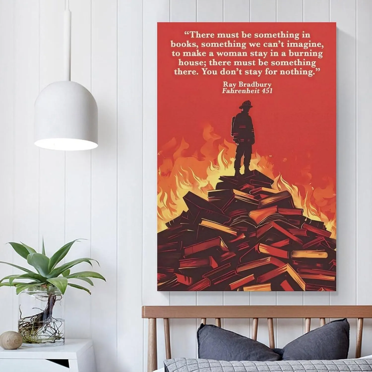 GRXYUNS Fahrenheit 451 Book Quotes Poster Literature Art Decor Poster Canvas Wall Art Poster For Room Aesthetic And Decor Poster For Living Room Bedroom Office Decor 16x24inch(40x60cm)