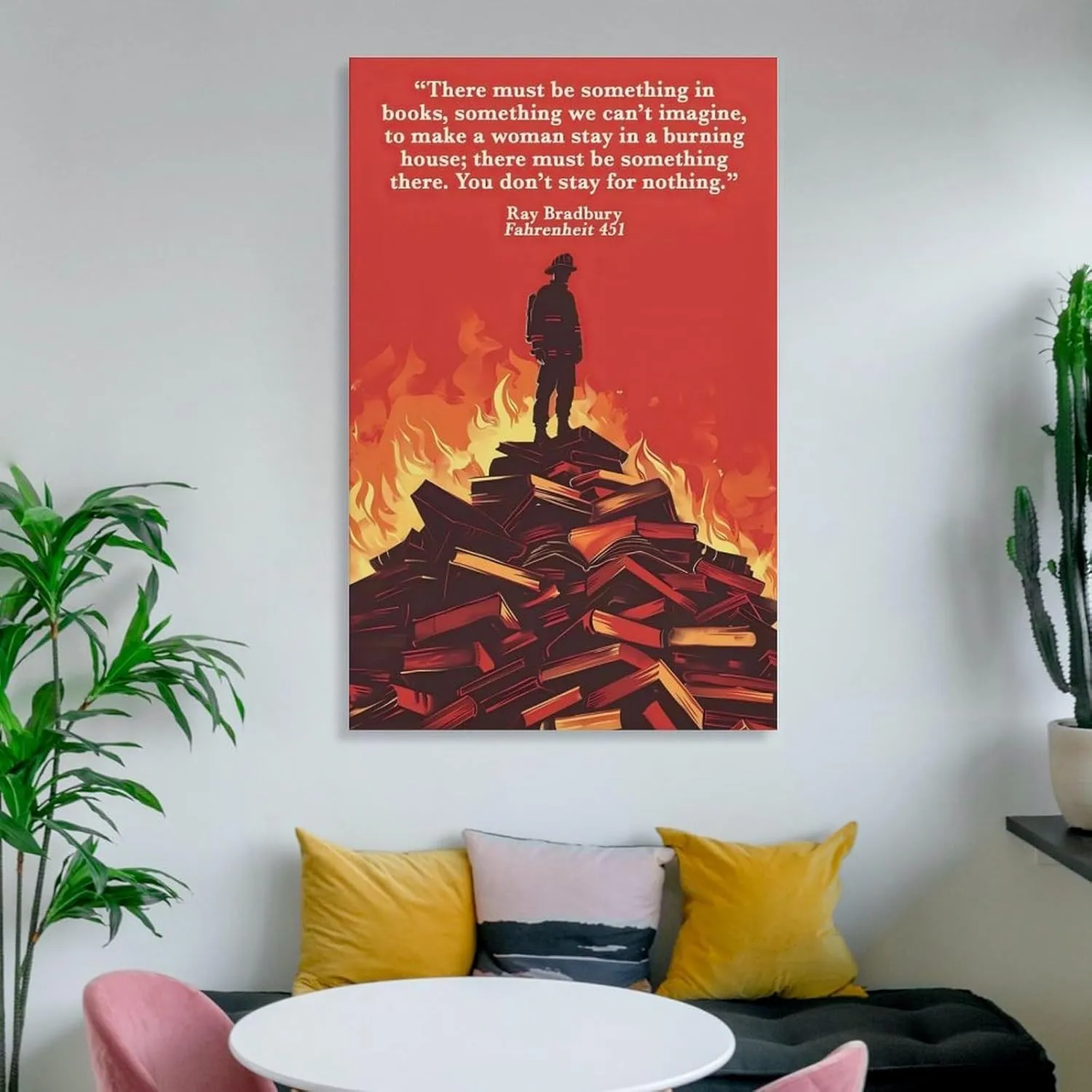 GRXYUNS Fahrenheit 451 Book Quotes Poster Literature Art Decor Poster Canvas Wall Art Poster For Room Aesthetic And Decor Poster For Living Room Bedroom Office Decor 16x24inch(40x60cm)