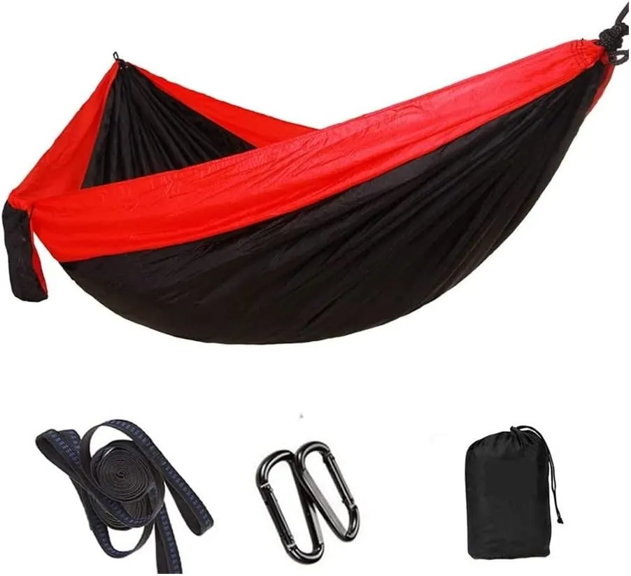 Hammock Camping Hammock, Portable Patio Swing Double Hammock Parachute Mosquito Net Hammock Outdoor Hammock (Color : Red) (Red)