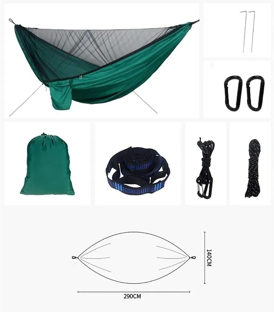 Hammock Mosquito Net Mosquito Net Hammock Canopy Set Outdoor Quick Opening Hammock Rainproof Shade Camping Tent(Armygreen)