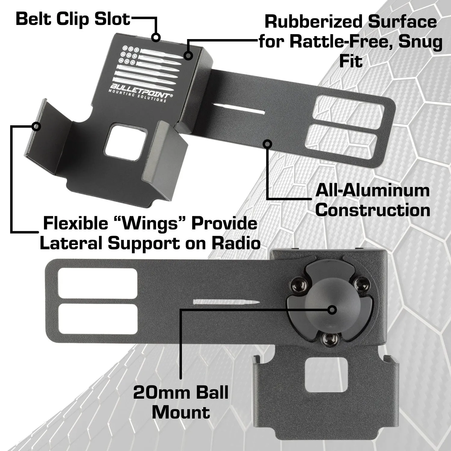 Handheld Radio   Mic Combo Holder with 20mm Ball Mount