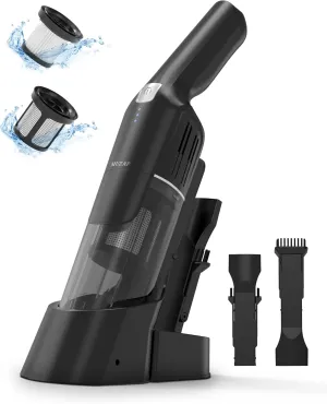 Handheld Vacuum Cordless,15KPA Powerful Car Vacuum,Last 30 Minutes,Rechargeable Charging Base,500ML Detachable Dust Cup,1.4lb Lightweight,2-in-1 Cleaning Brush,Clean Kitchen,pet Hair,car,Black