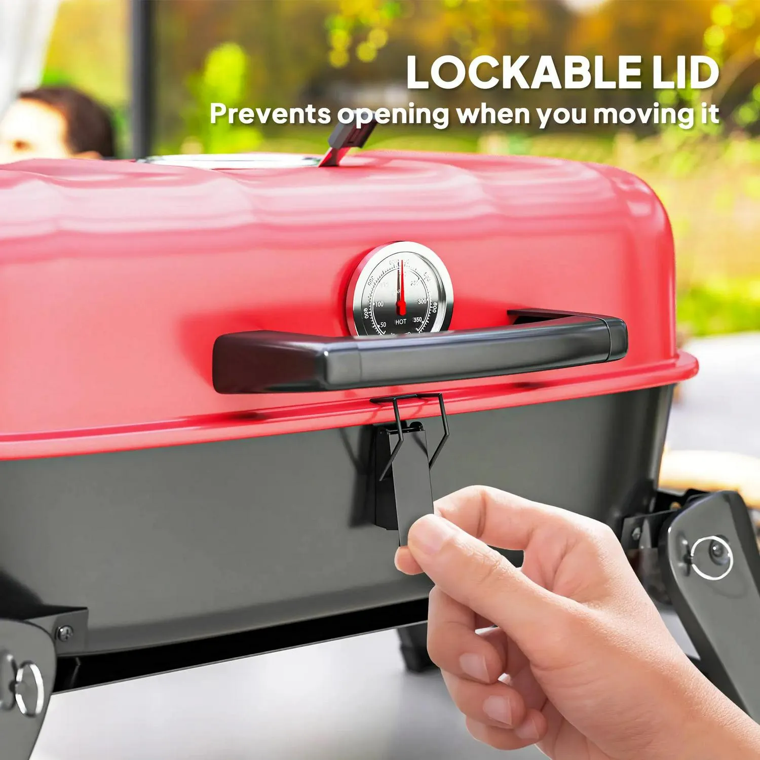 Handles Folding Area, Red Cm² Thermometer, Charcoal Barbecue Vent, For Advanced With Cooking 1232 Adjustable Outsunny Picnic, BBQ Camping Exclusive selection Grill