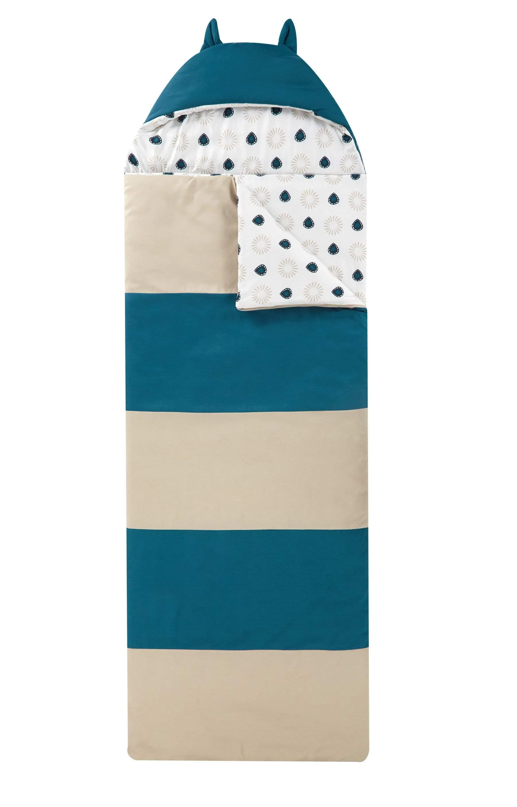 Hayes Striped Sleeping Bag With Hood Zipper Closure