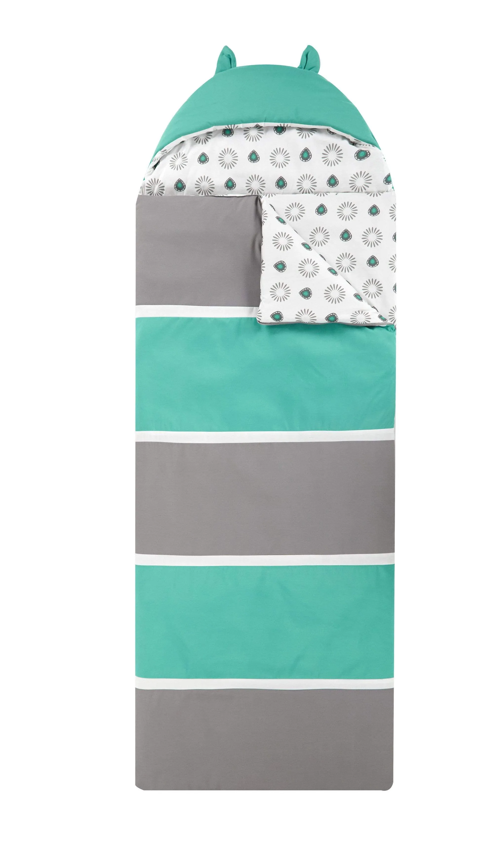 Hayes Striped Sleeping Bag With Hood Zipper Closure
