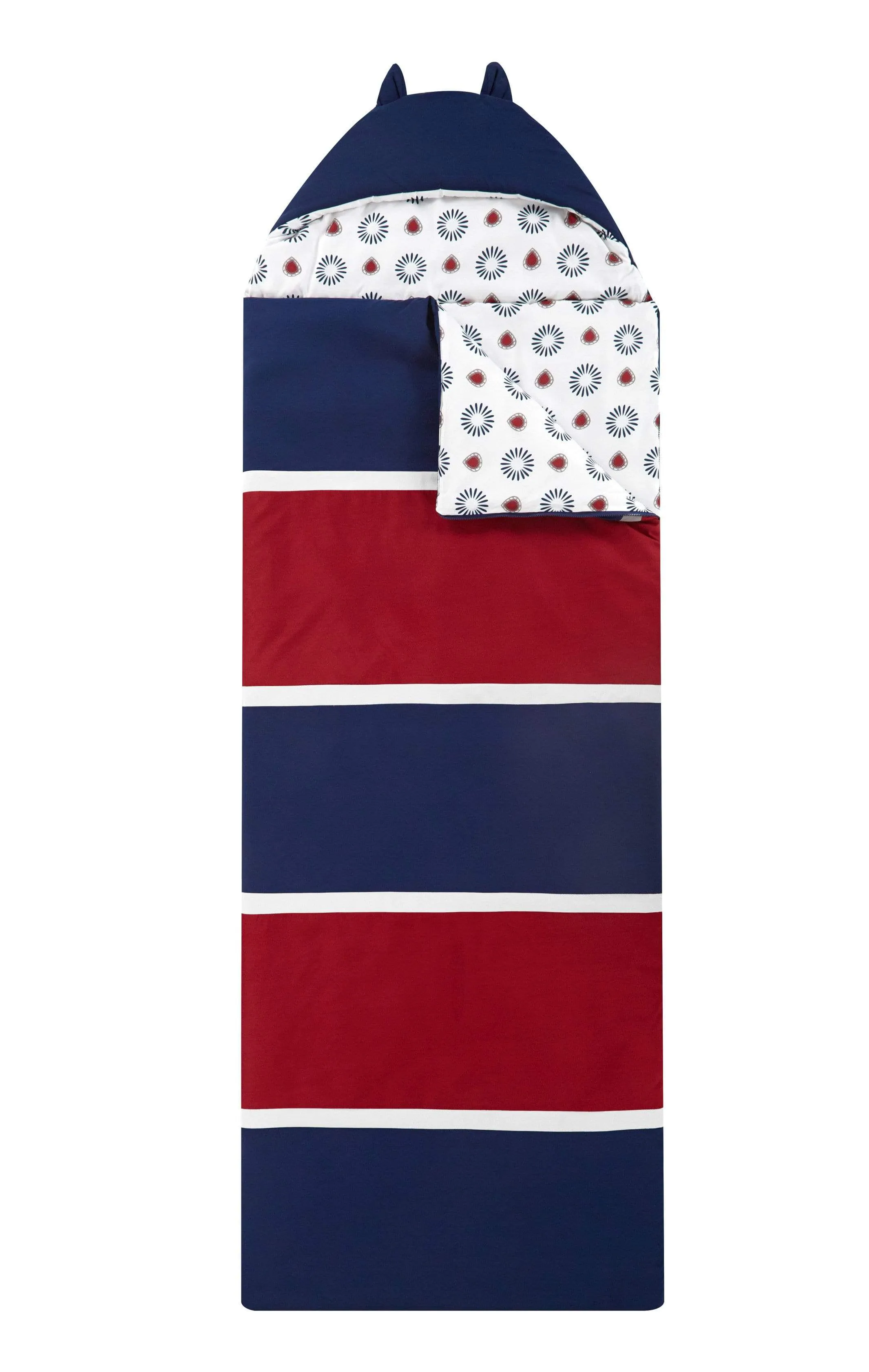 Hayes Striped Sleeping Bag With Hood Zipper Closure