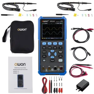 HDS242 Oscilloscope 2 in 1 2CH Digital Handheld Oscilloscope Multiumeter 3.5" LCD 40MHz Bandwidth 20000 Counts Multimeter OSC DMM for Automobile Maintenance,Power Detection