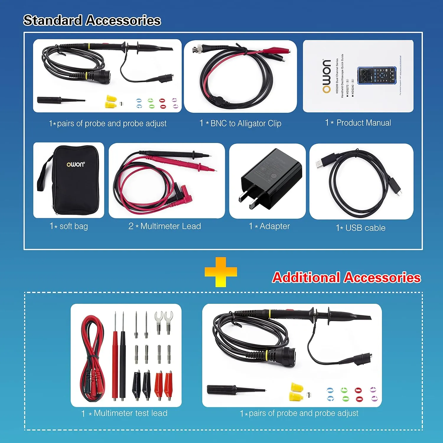 HDS242 Oscilloscope 2 in 1 2CH Digital Handheld Oscilloscope Multiumeter 3.5" LCD 40MHz Bandwidth 20000 Counts Multimeter OSC DMM for Automobile Maintenance,Power Detection