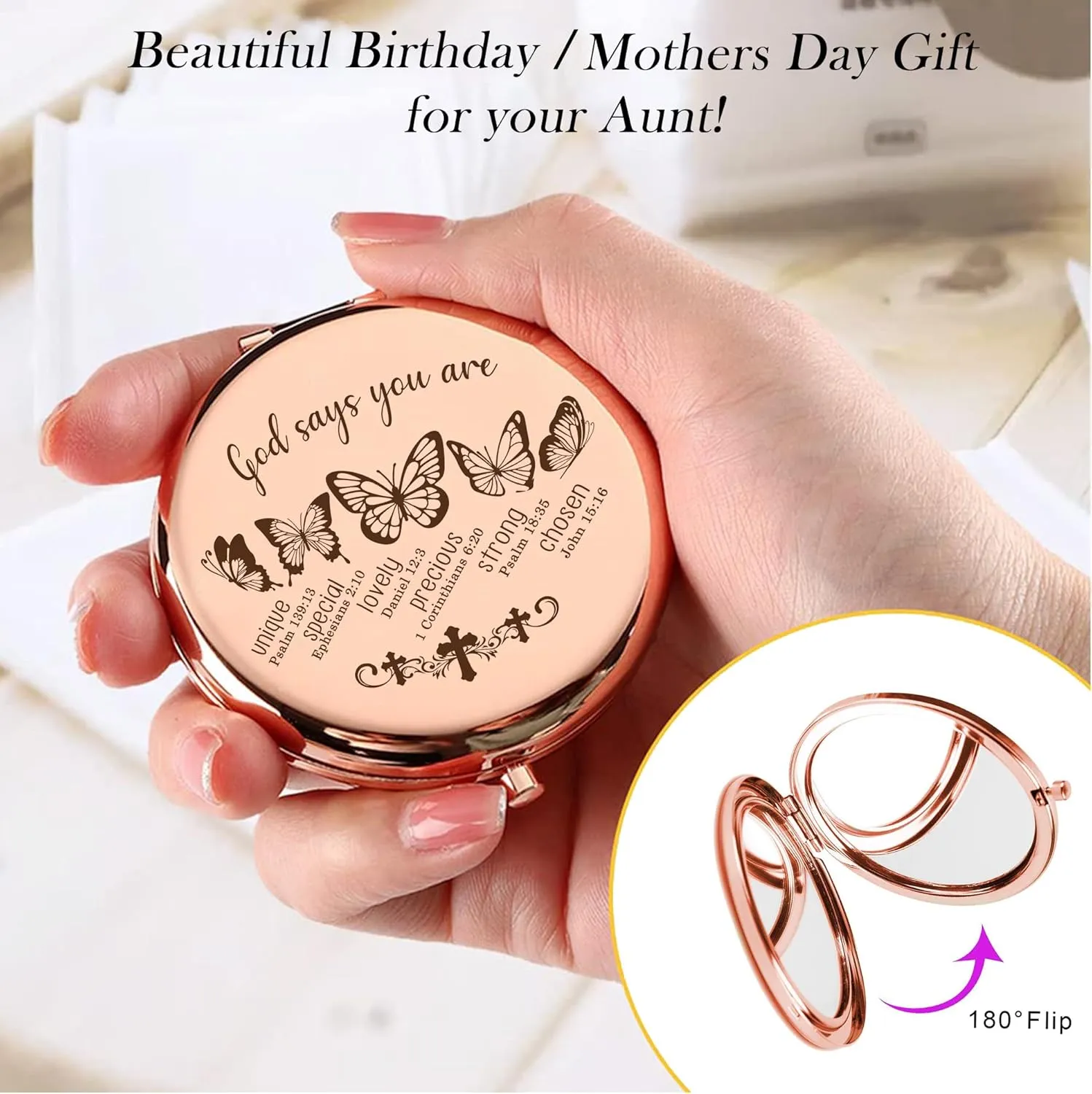 Healing Gifts Compact Mirror - God Says You are, Christian Gifts for Women Mini Mirror, Butterfly Appreciation Gifts, Religious Inspire Gifts for/Wife/Mom/Friends/Grandma/Sister