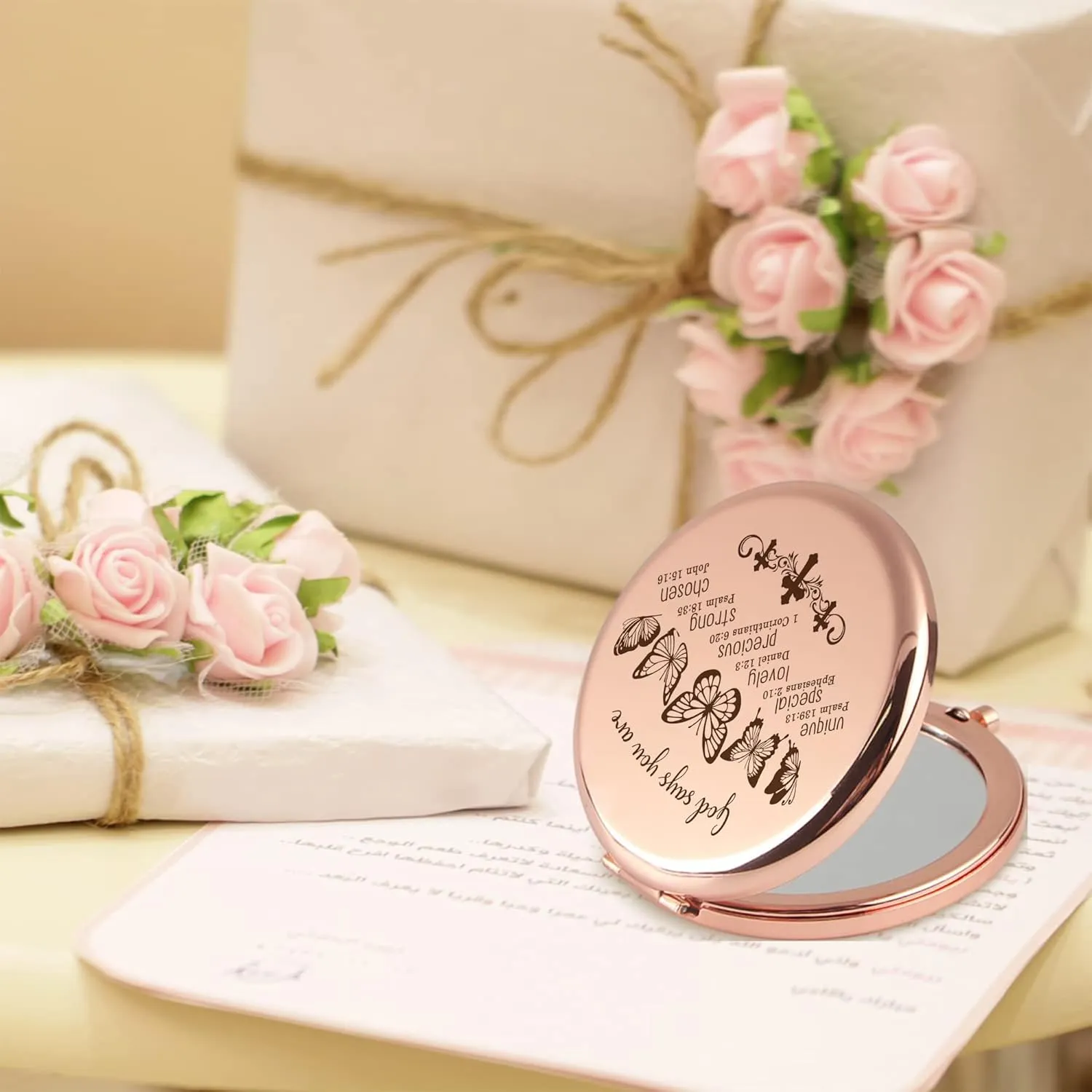 Healing Gifts Compact Mirror - God Says You are, Christian Gifts for Women Mini Mirror, Butterfly Appreciation Gifts, Religious Inspire Gifts for/Wife/Mom/Friends/Grandma/Sister