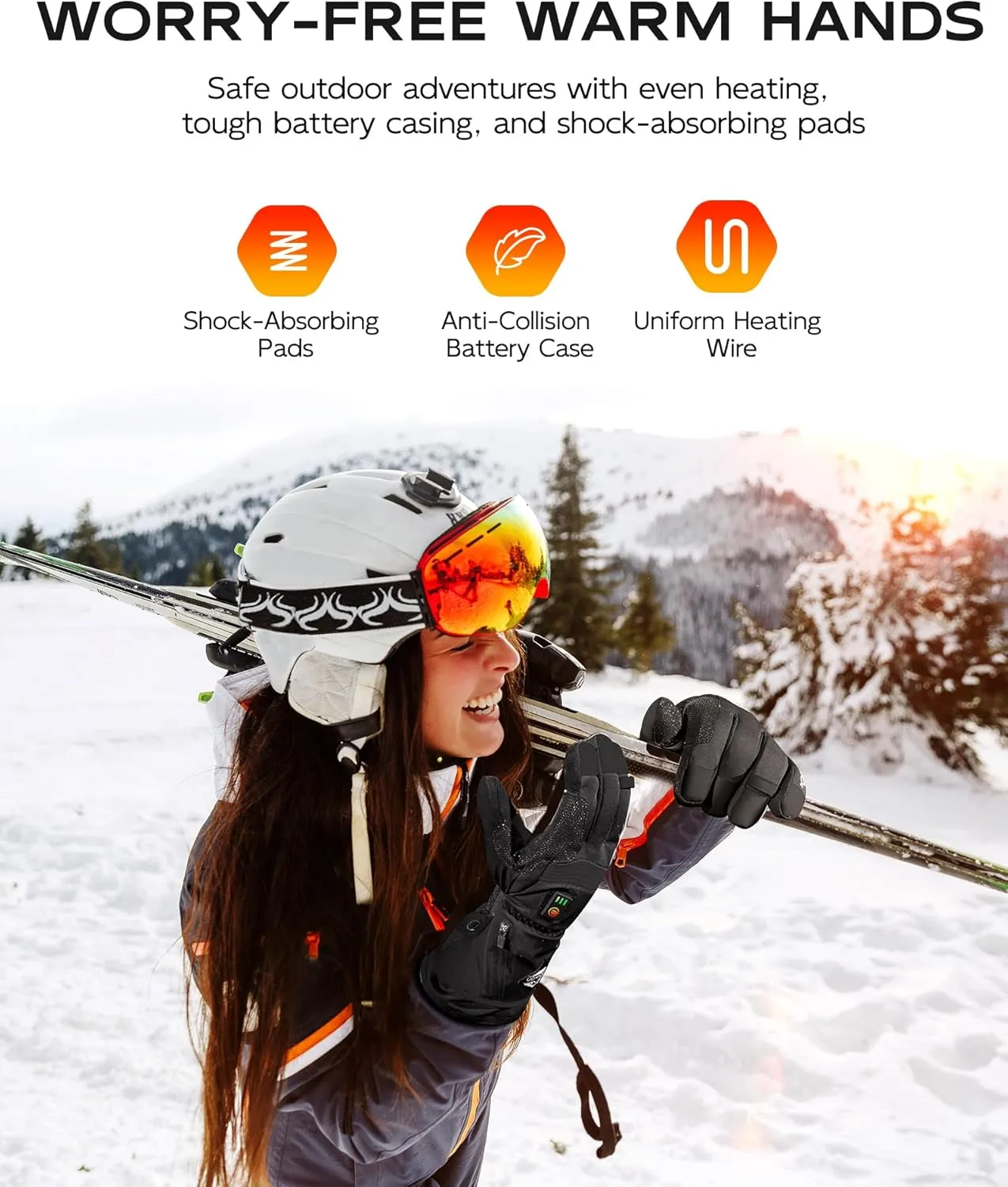 Heated Gloves for Men Women, Electric Heated Work Gloves, Rechargeable 7.6V Battery, 8.5h Warmth, Waterproof Event Heating Glove for Winter Sports, Motorcycle Cycling Skiing Hiking Camping