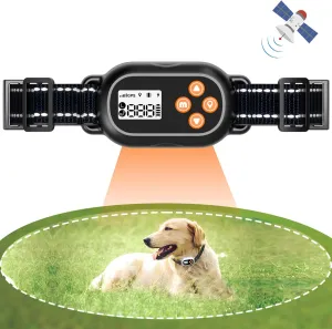 HEJOHJY® Wireless Dog Fence - GPS Dog Collar, IPX7 Waterproof/Rechargeable Collar, Beep/Vibration/Shock Correction 3 Modes, Invisible Fence for Medium and Large Dogs (Black)