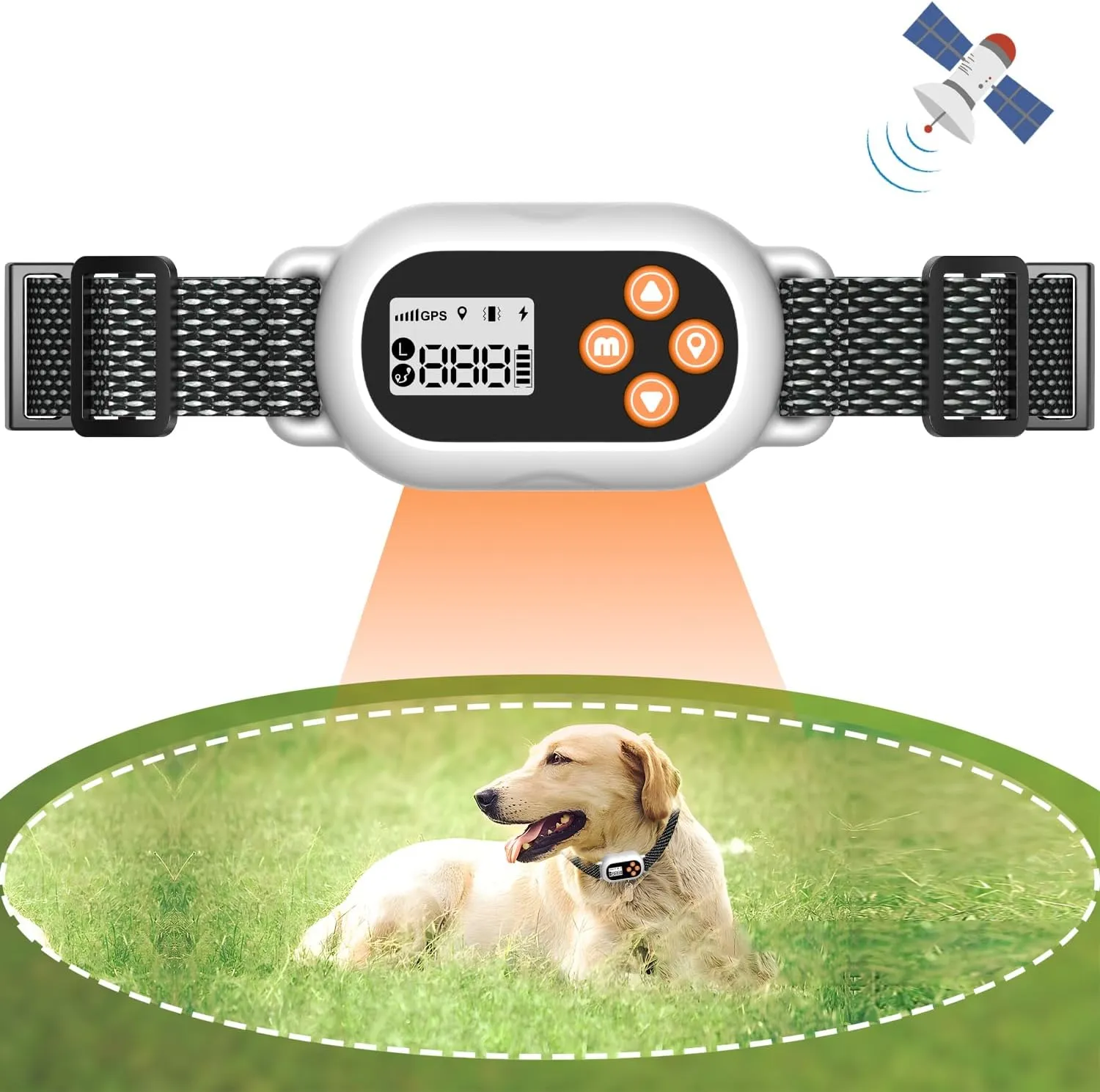 HEJOHJY® Wireless Dog Fence - GPS Dog Collar, IPX7 Waterproof/Rechargeable Collar, Beep/Vibration/Shock Correction 3 Modes, Invisible Fence for Medium and Large Dogs (White)