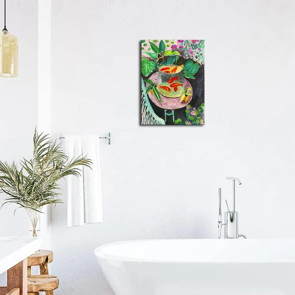 Henri Matisse Wall Art Goldfish 1911 Matisse Goldfish Framed Famous Painting Matisse Art Prints Aesthetic Posters on Canvas 12x16 Home Kitchen Bathroom Decor (Goldfish, 12x16 inch)