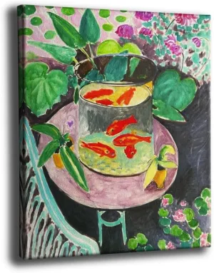 Henri Matisse Wall Art Goldfish 1911 Matisse Goldfish Framed Famous Painting Matisse Art Prints Aesthetic Posters on Canvas 12x16 Home Kitchen Bathroom Decor (Goldfish, 12x16 inch)