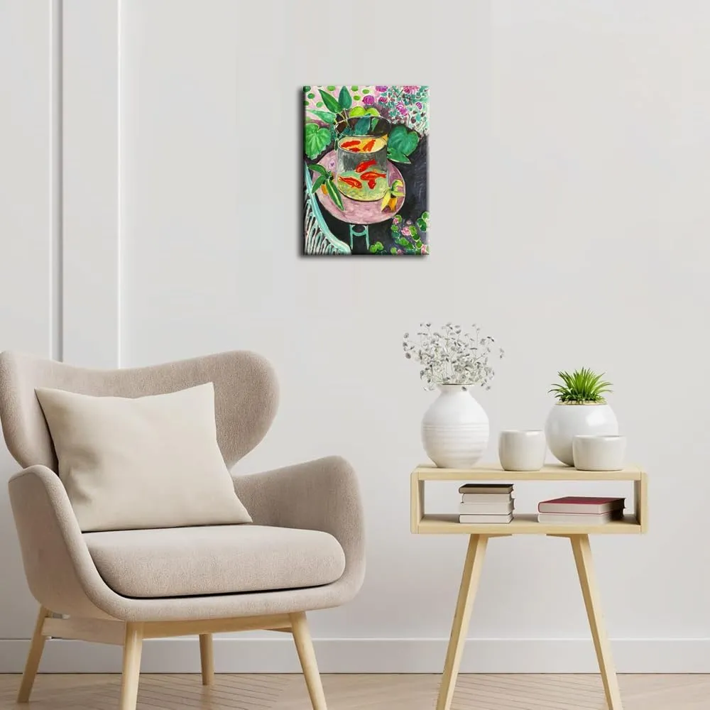 Henri Matisse Wall Art Goldfish 1911 Matisse Goldfish Framed Famous Painting Matisse Art Prints Aesthetic Posters on Canvas 12x16 Home Kitchen Bathroom Decor (Goldfish, 12x16 inch)