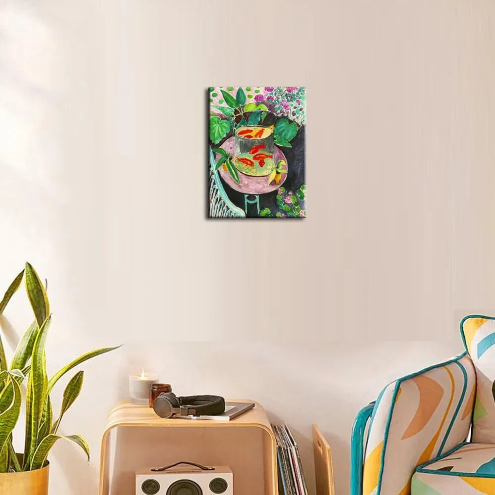 Henri Matisse Wall Art Goldfish 1911 Matisse Goldfish Framed Famous Painting Matisse Art Prints Aesthetic Posters on Canvas 12x16 Home Kitchen Bathroom Decor (Goldfish, 12x16 inch)