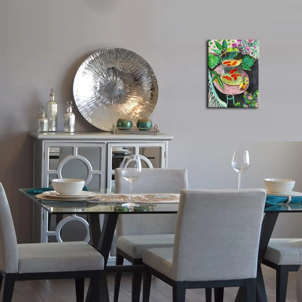 Henri Matisse Wall Art Goldfish 1911 Matisse Goldfish Framed Famous Painting Matisse Art Prints Aesthetic Posters on Canvas 12x16 Home Kitchen Bathroom Decor (Goldfish, 12x16 inch)