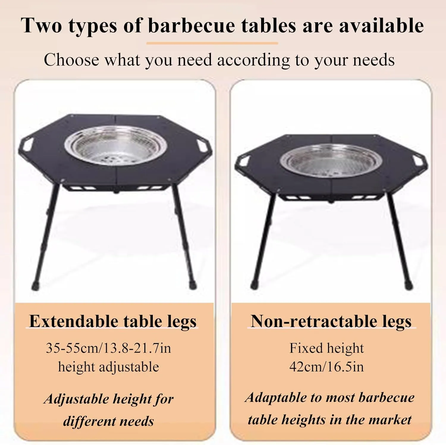 Hexagonal Hearth Camping Table Portable Picnic Table Ultralight Aluminum Camping Table Liftable Table Legs with Carry Bag
