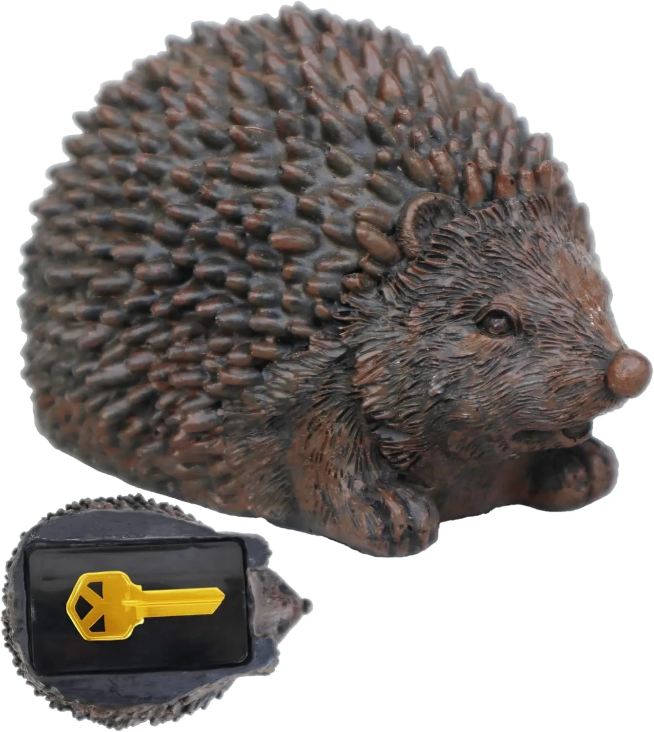 Hide a Spare Key Outdoor Hedgehog Waterproof Fake Rock Key Hider Holder Safe Secret Storage Lock Box For Outside Indoor Garden Ornament Decorative Faux Stone Geocache Containers