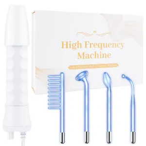 High Frequency Facial Wand - Uaike Portable Handheld Blue High Frequency Skin Facial Machine at Home - Skin Face Wand Device with 4 Different Blue Glass Tubes
