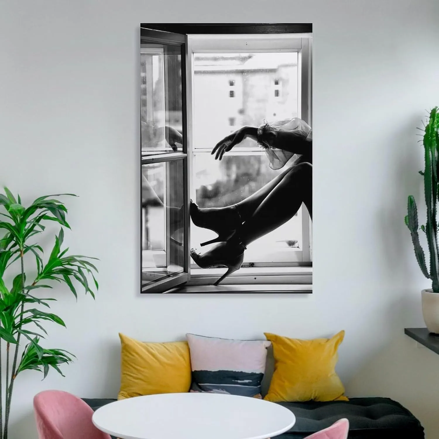 High Heel Fashion Poster - Black And White Window Art Print for Girls Room Decor Poster Canvas Wall Art Poster For Room Aesthetic And Decor Canvas Painting Wall Art Poster for Bedroom Living Room Deco