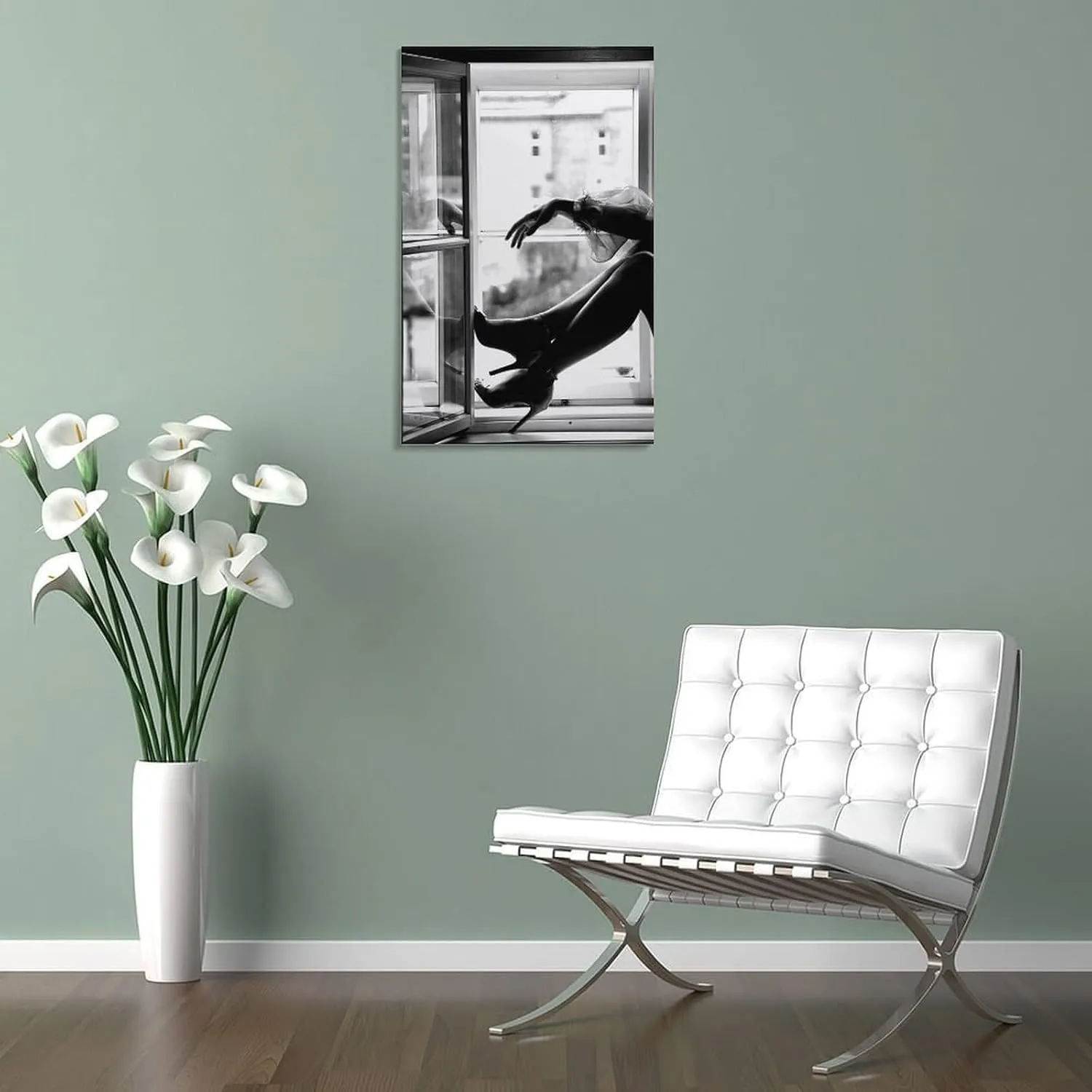 High Heel Fashion Poster - Black And White Window Art Print for Girls Room Decor Poster Canvas Wall Art Poster For Room Aesthetic And Decor Canvas Painting Wall Art Poster for Bedroom Living Room Deco