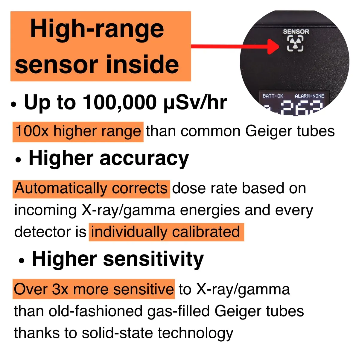 High Range Geiger Counter Model Better Geiger S-2 Nuclear Radiation Detector and Dosimeter for X-ray/Gamma Monitoring (Detector only)
