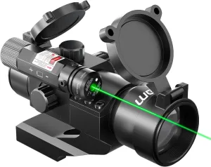 Hiram 1X30 4 MOA Green Red Dot Sight for Rifles with Laser, Picatinny Cantilever PEPR Mount