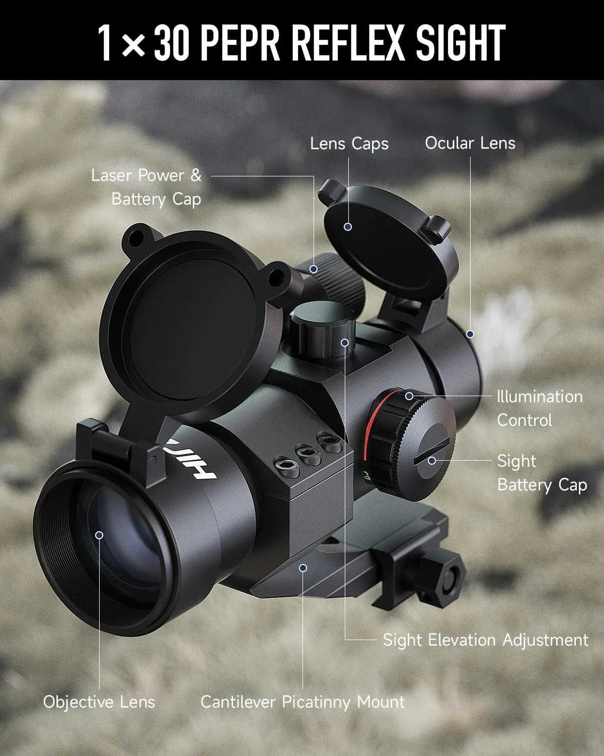 Hiram 1X30 4 MOA Green Red Dot Sight for Rifles with Laser, Picatinny Cantilever PEPR Mount