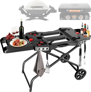 Hisencn Grill Stand for Weber Q1200, Q1000, Q2200, Q2400, Q2000 Series, Portable Grill Cart for Blackstone 17" 22" Table Top Griddles, Outdoor Grill Stand for Weber Grill,Griddle Stand for Blackstone