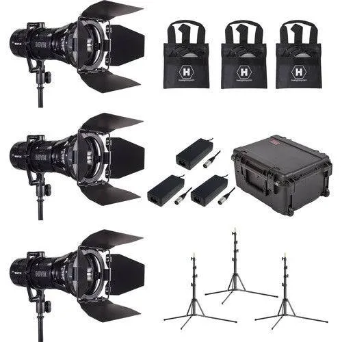 Hive Lighting 3-Piece WASP 100-C LED Spot Light Kit with 3x custom foam Case and 3x Travel Stand