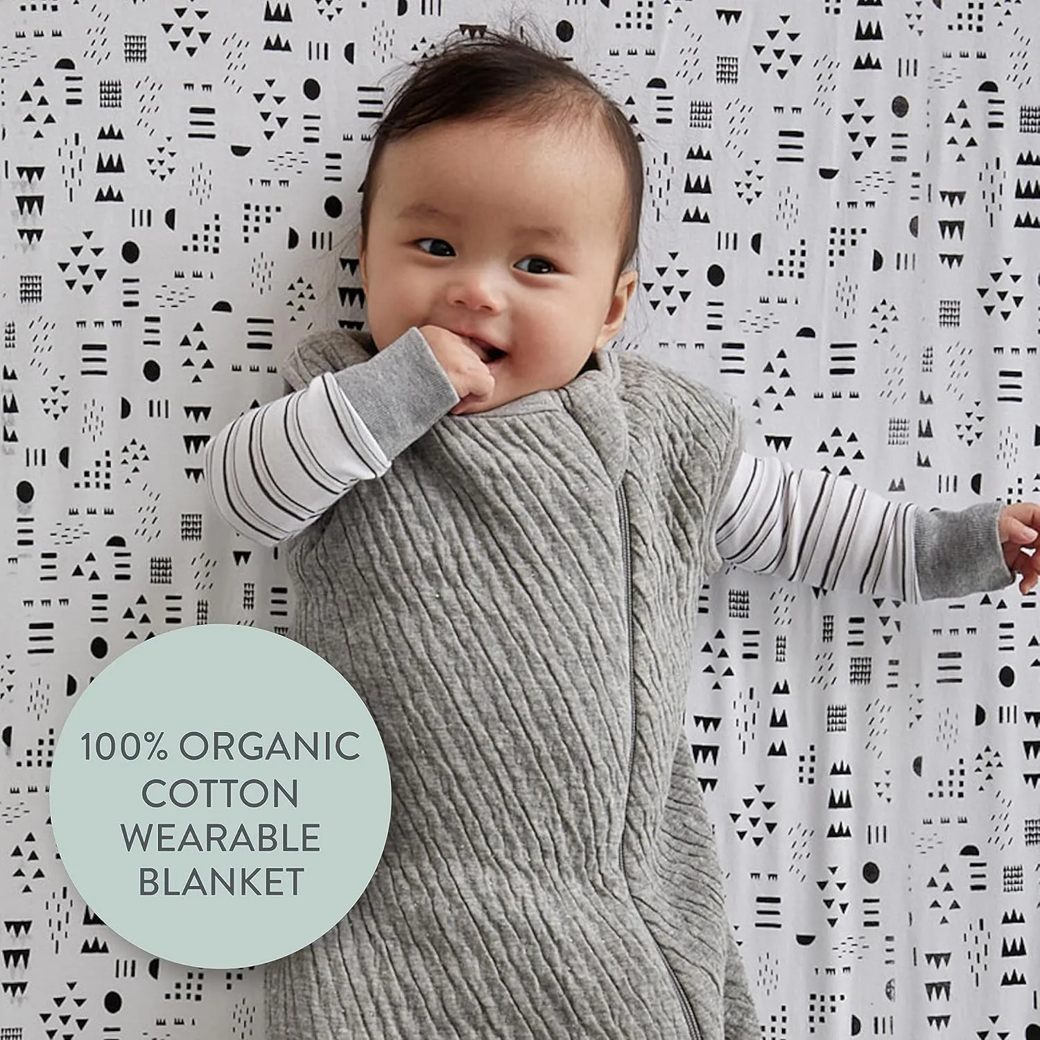 HonestBaby Baby Standard Wearable Blankets Sleeping Bags Swaddle Transition 100% Organic Cotton for Infant Boys, Girls, Unisex, Light Gray Heather, Medium