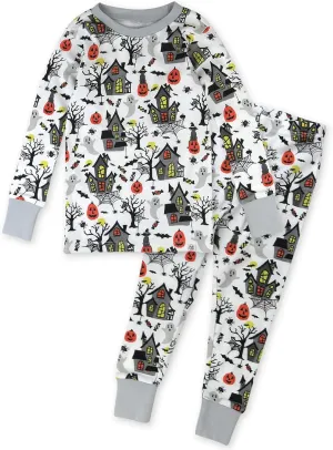 HonestBaby Celebration 2-Piece Pajamas Sleepwear PJs 100% Organic Cotton for Baby, Toddler, Kids, Haunted House, 2T