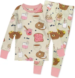 HonestBaby Multipack 2-Piece Pajamas Sleepwear Pjs 100% Organic Cotton for Infant Baby and Toddler Girls