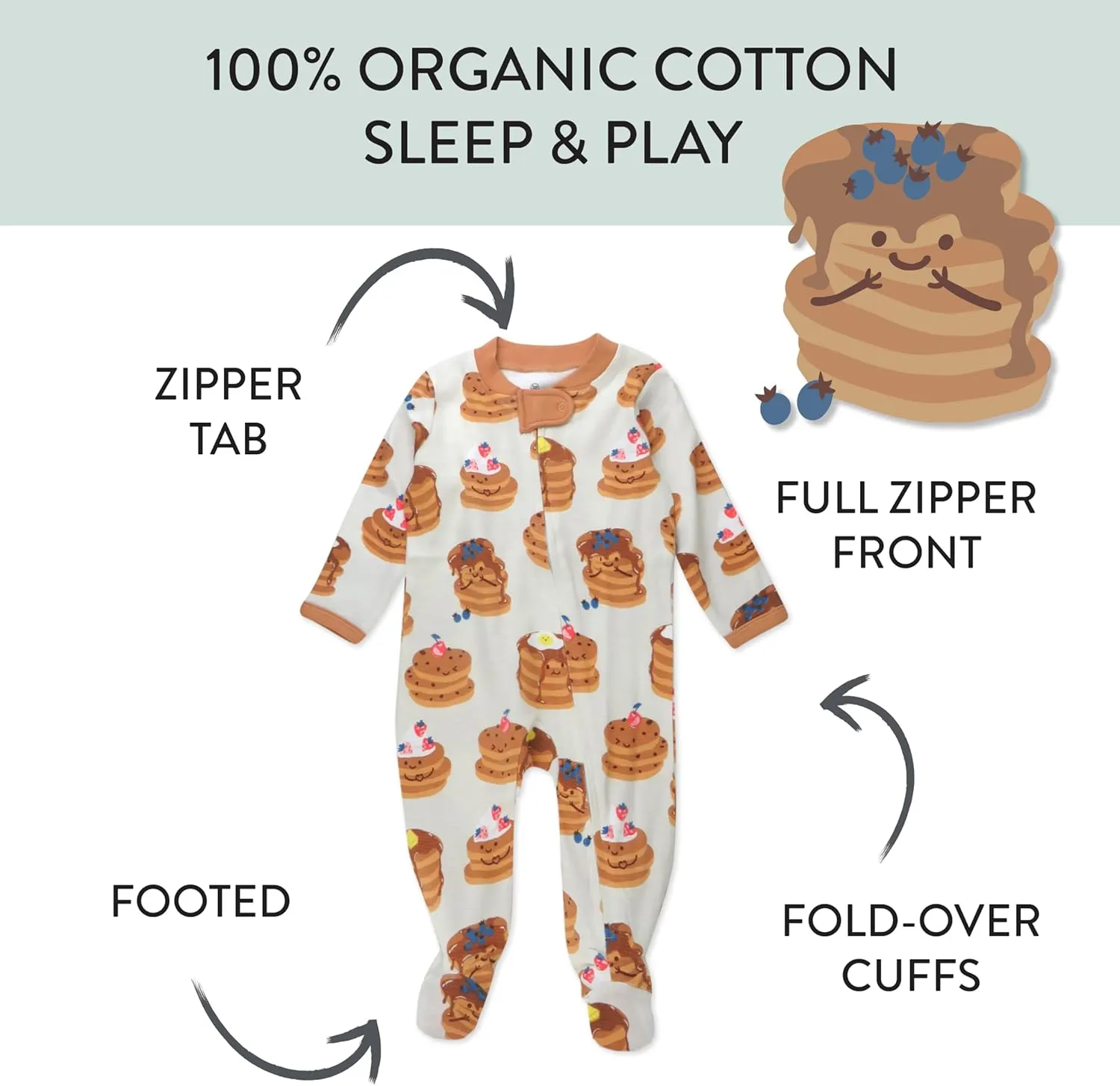 HonestBaby Sleep & Play Footed One-Piece Pajama Sleeper 100% Organic Cotton, Baby Boys