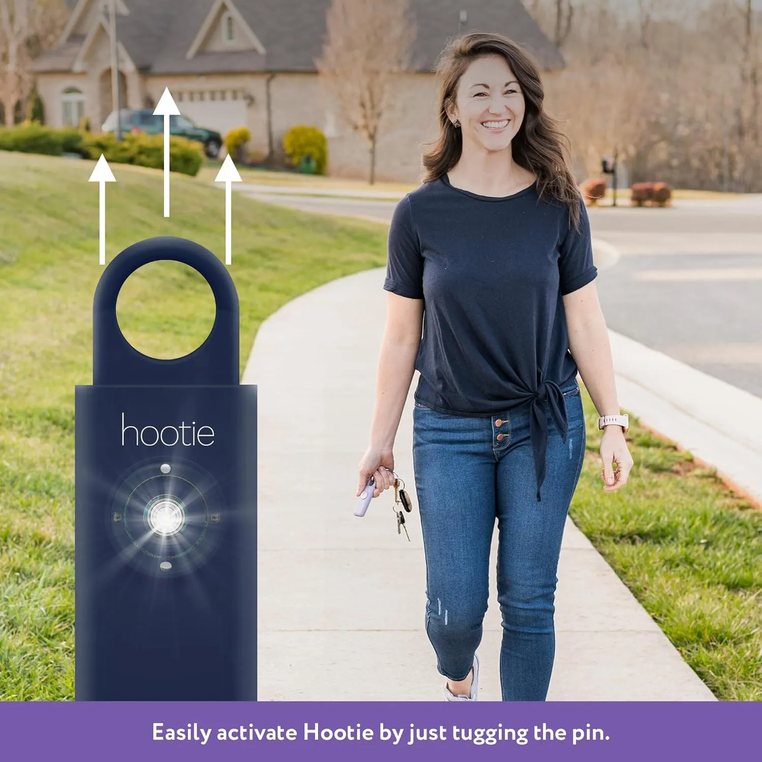 Hootie Personal Safety Alarm for Women, Men, & Kids - Keychain Alarm, Self Defense Strobe & Siren, Security Siren Keychain with 130dB Self Defense Siren & Strobe Light - Black